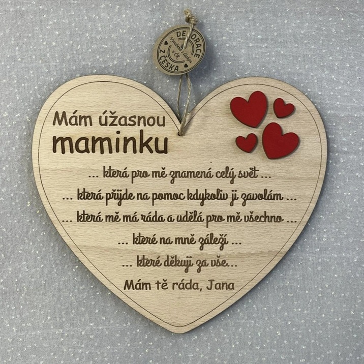 Dřevěné srdce Úžasná maminka